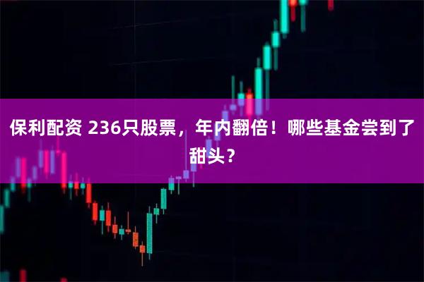 保利配资 236只股票，年内翻倍！哪些基金尝到了甜头？
