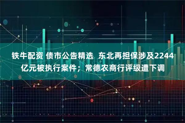 铁牛配资 债市公告精选  东北再担保涉及2244亿元被执行案件；常德农商行评级遭下调